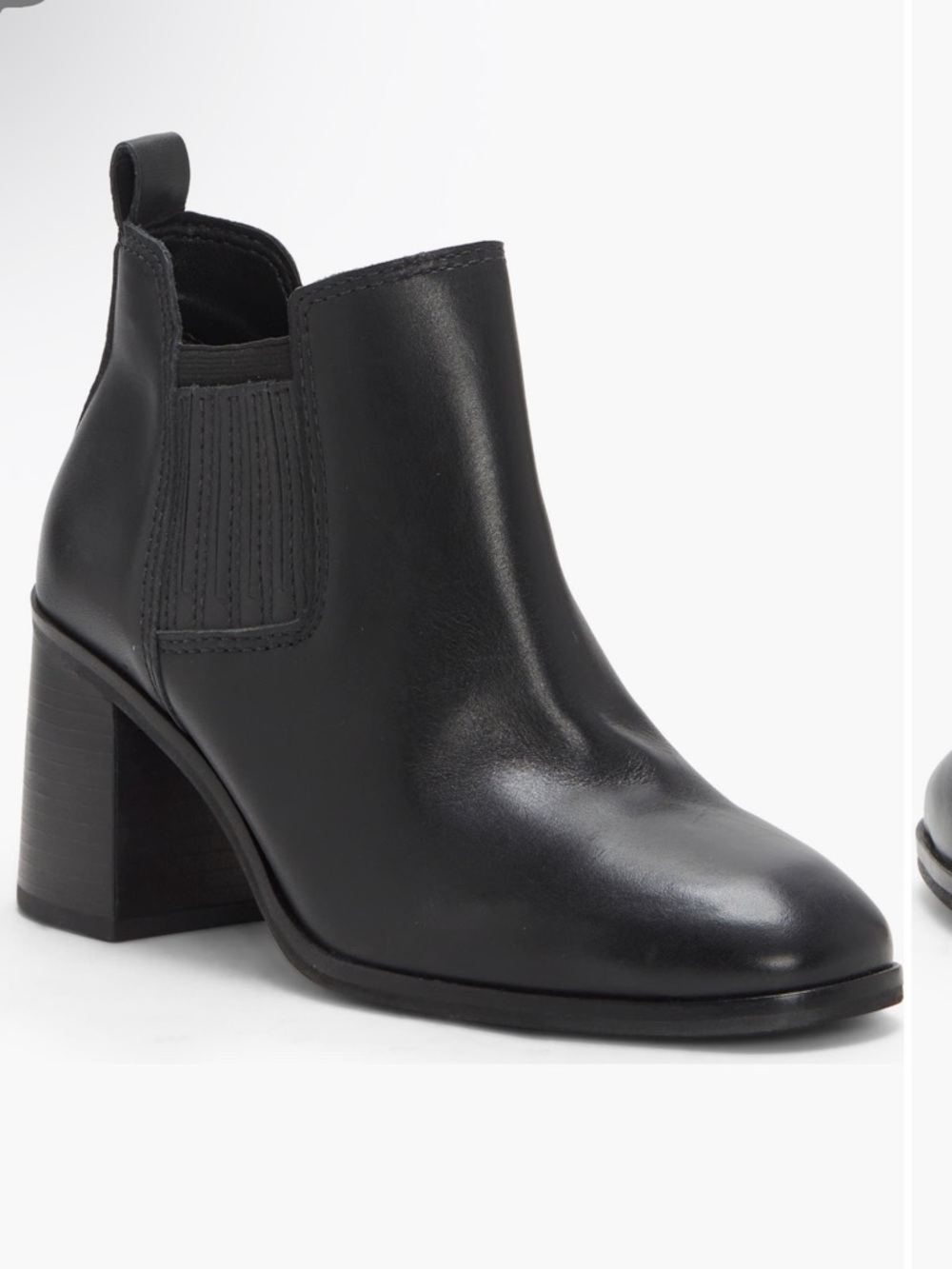 Lucky Brand Black Leather Block Heel Chelsea Ankle Boot